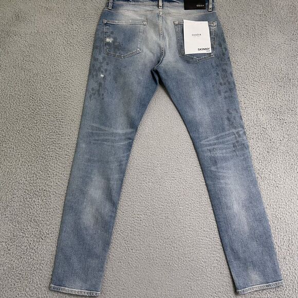 OVADIA NY Men's Light PAINT SPLATTER Skinny Fit Mid Rise Stretch Jeans 32 NWT - Picture 8 of 16